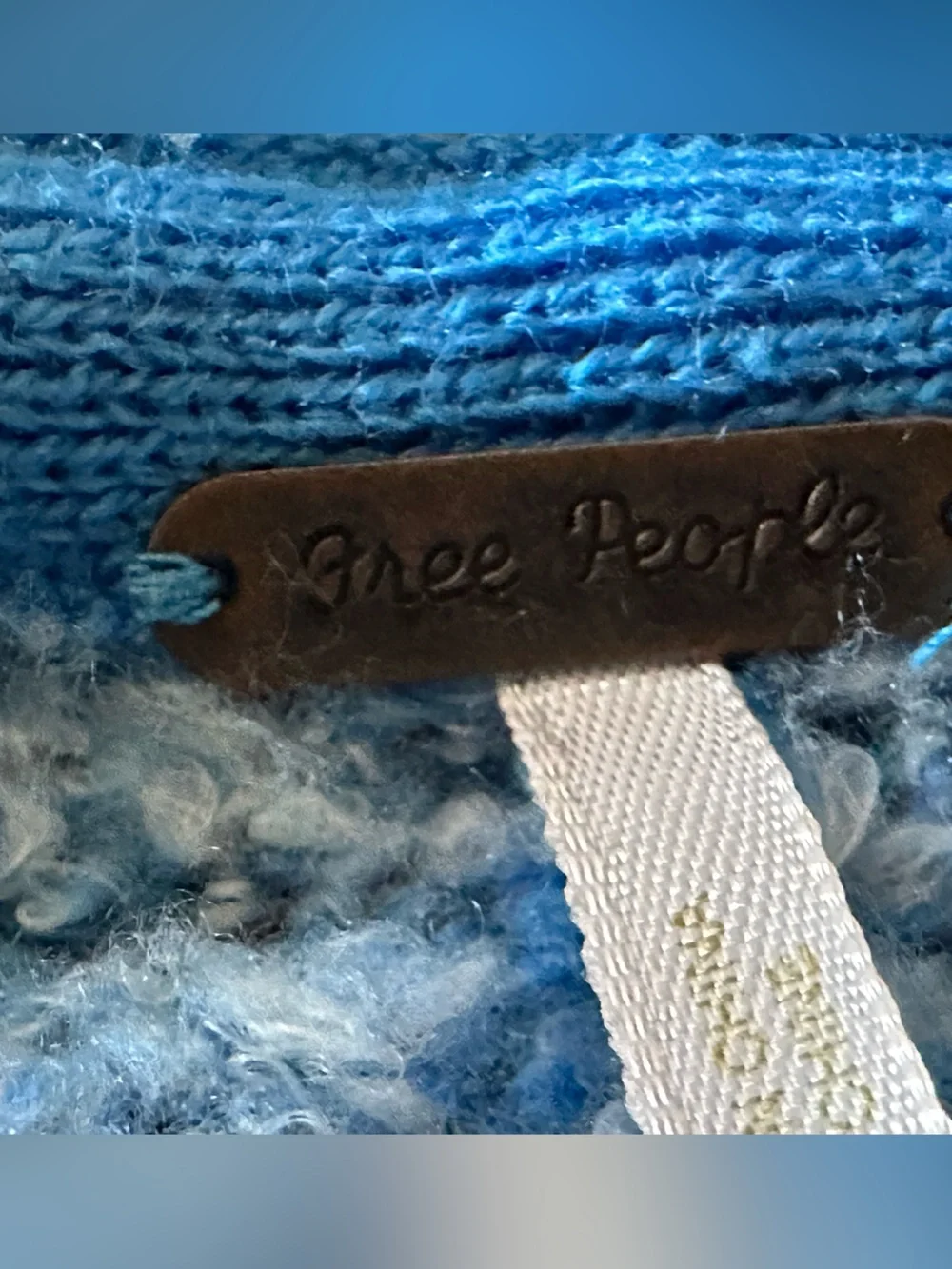 Free People BFF Cardigan Soft Stretchy Sky Blue Bouclé Open Cardigan